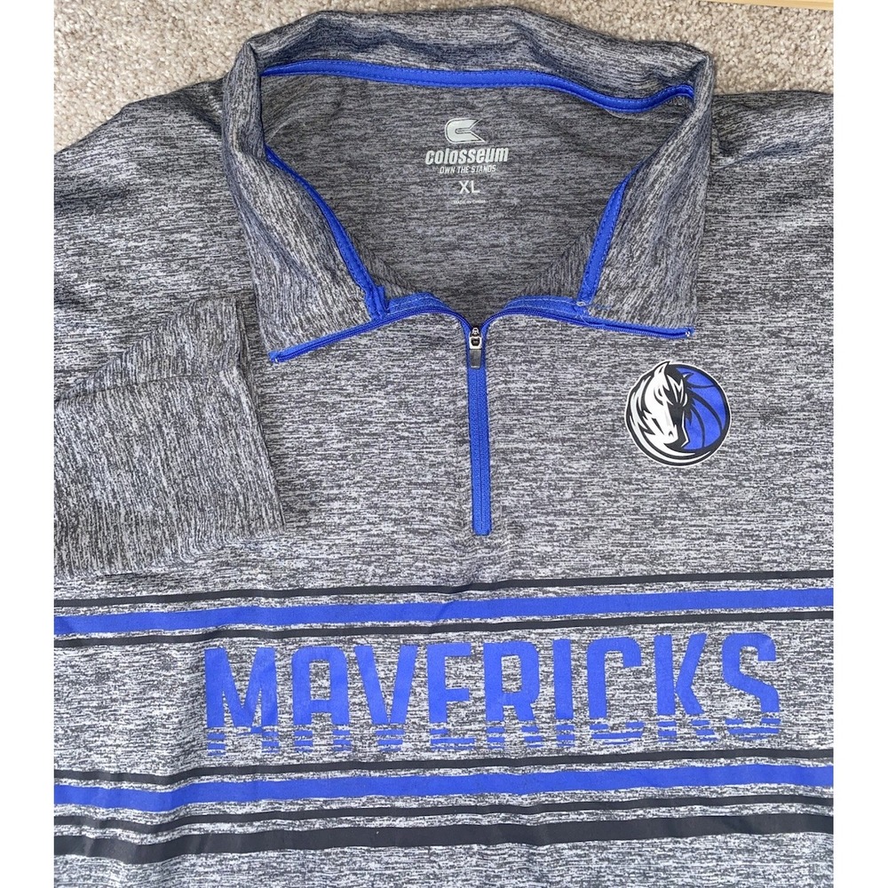 Colosseum Athletics Dallas Mavericks 1/4 Zip Performance Stretch Mens XL Gray